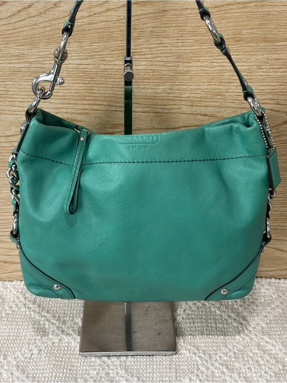 Coach Vintage MEDIUM Carly Green Leather Shoulder Bag